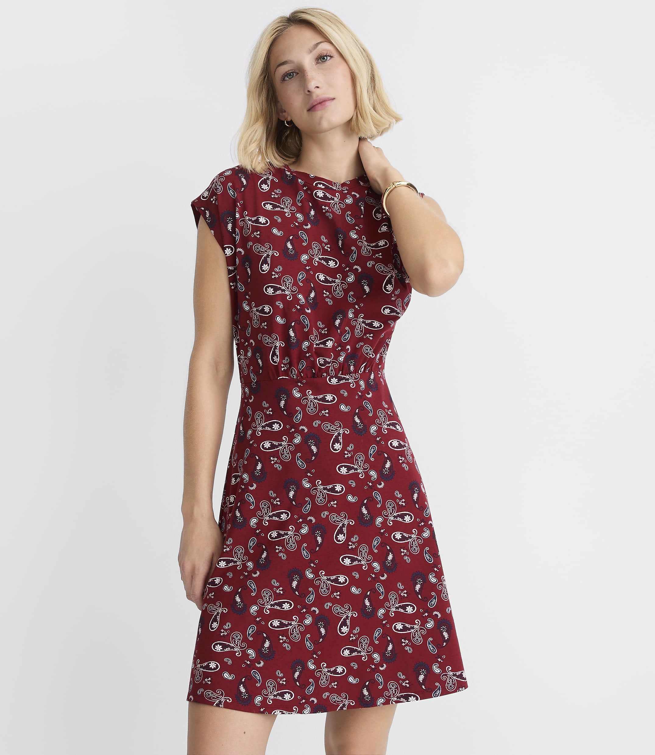 Petite Paisley Cap Sleeve Mini Dress