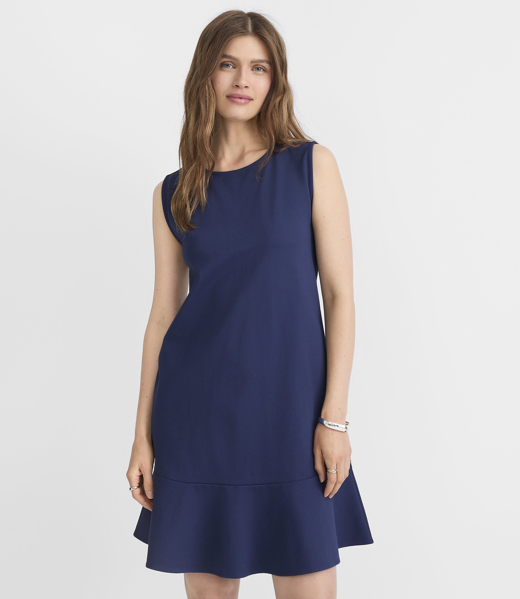 Petite Ponte Mini Flounce Dress