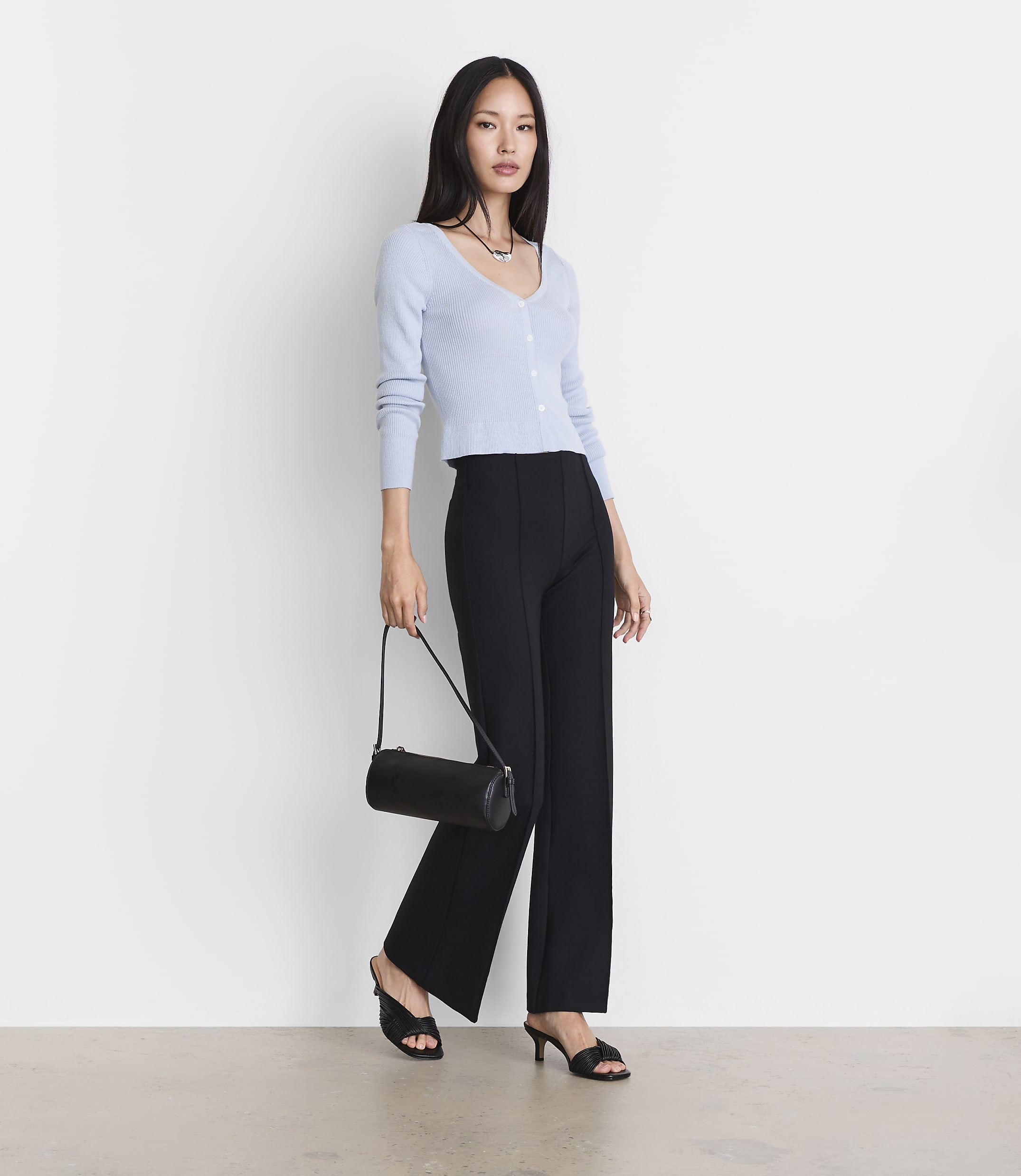 Petite LOFT Versa Pintucked Ponte Deluxe Flare Pants