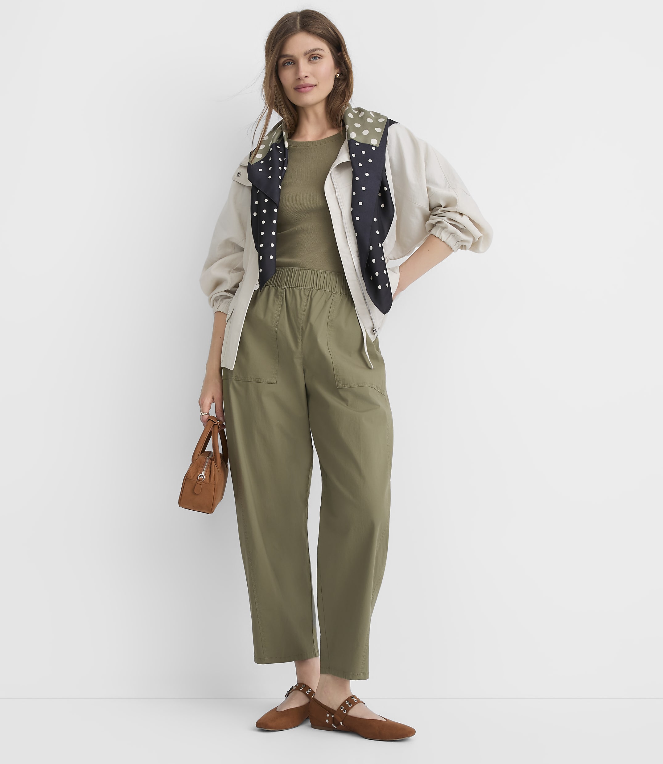 Petite Utility Pull On Barrel Pants in Twill