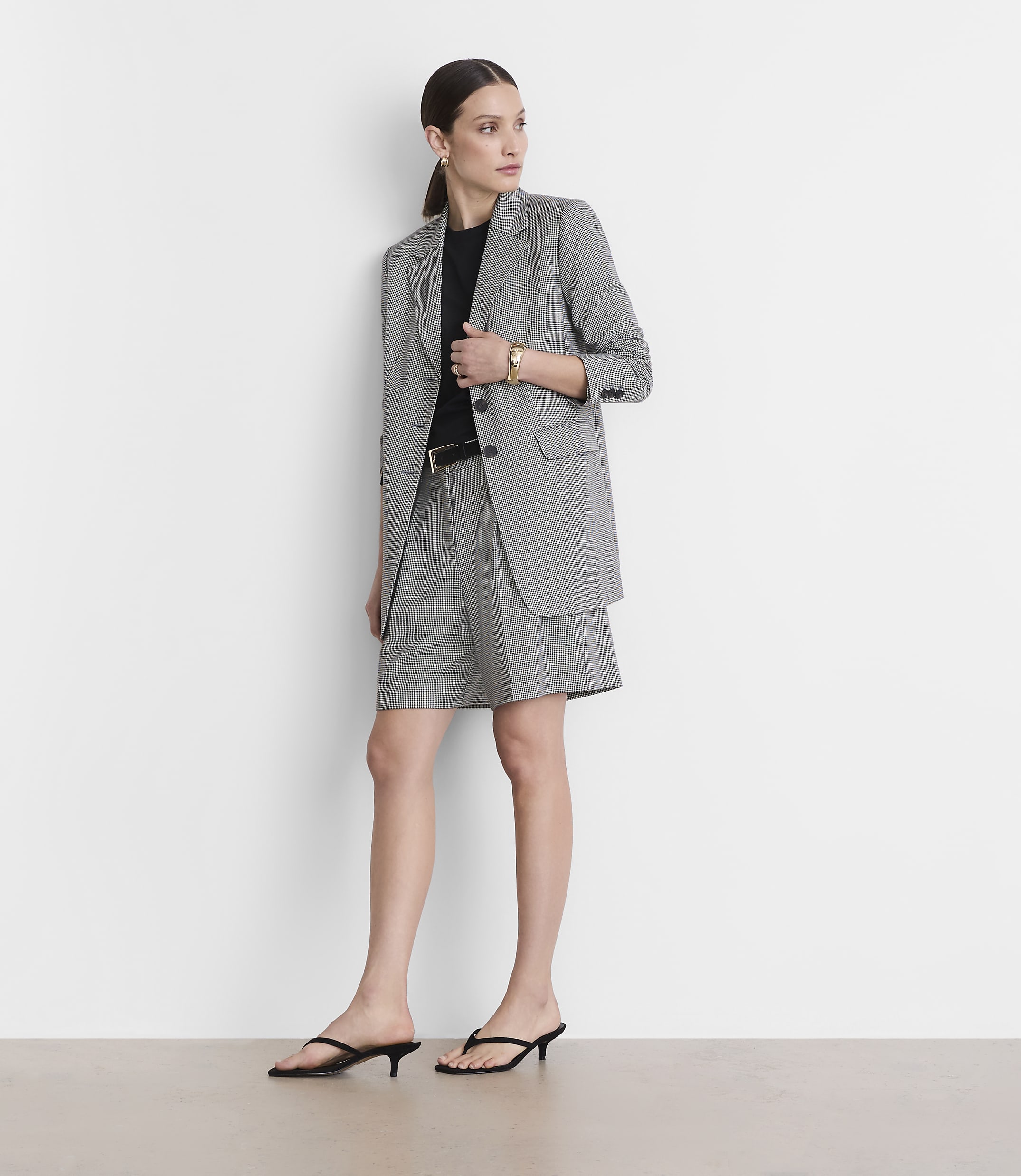 Petite LOFT Versa Seasonless Stretch Oversized Blazer in Mini Houndstooth