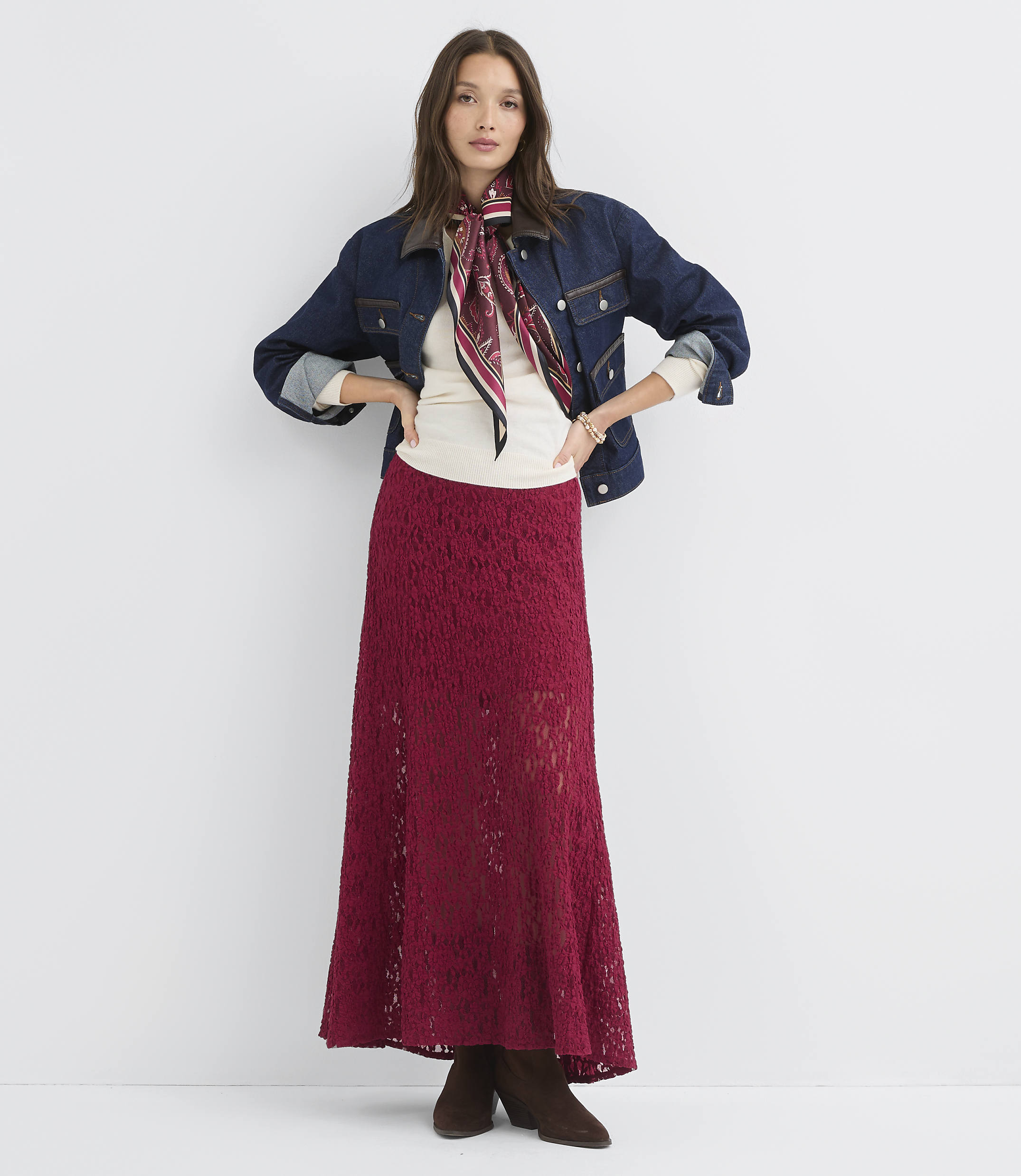Petite Stretch Lace Maxi Skirt