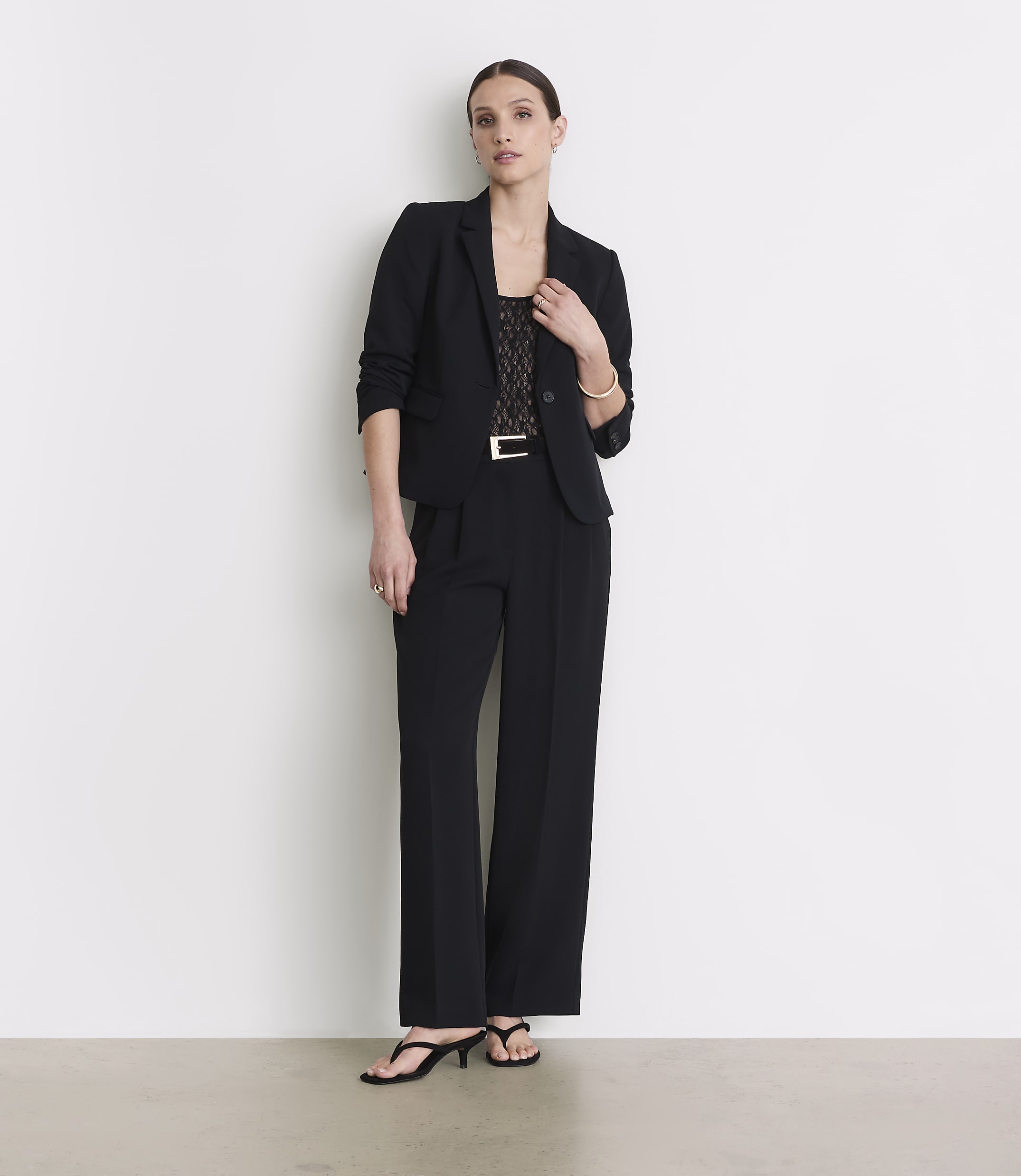 Petite LOFT Versa Crepe Drape Shrunken Blazer