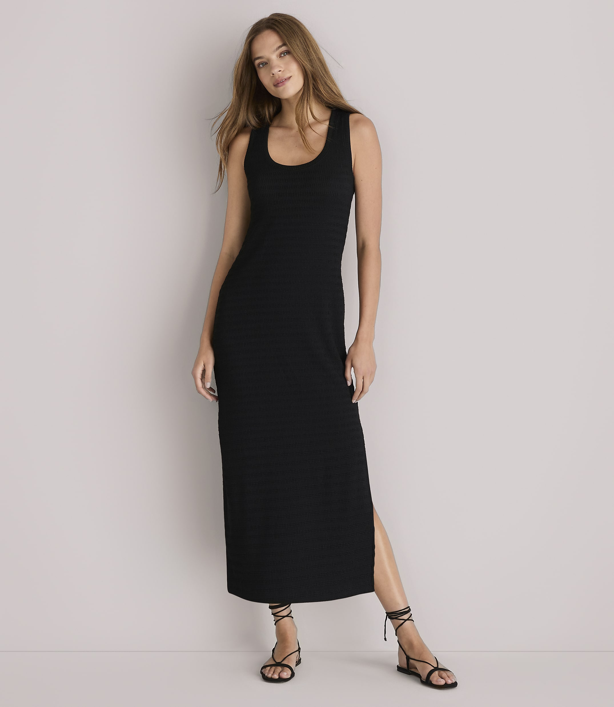 Petite Lou & Grey Crinkle Stripe Scoop Neck Midi Dress