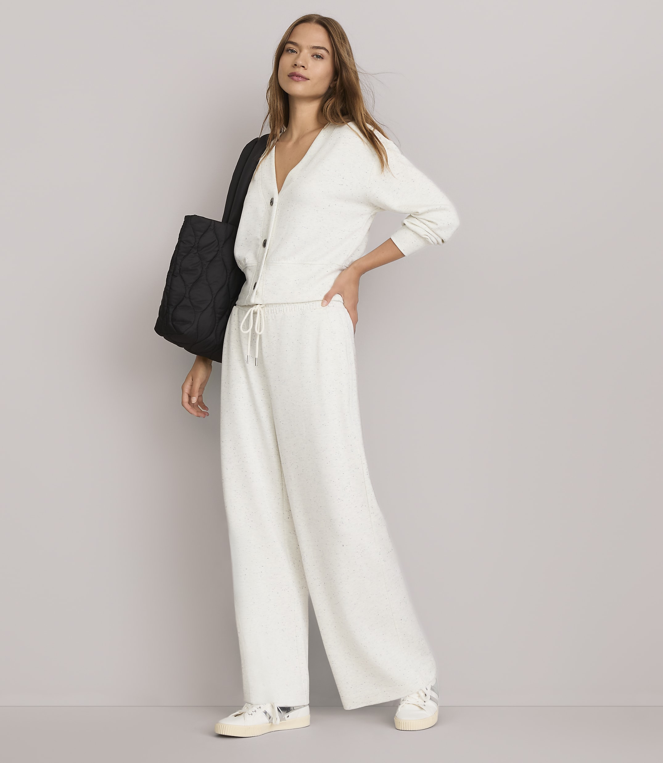 Petite Lou & Grey Flecked Scubasoft Wide Leg Pants