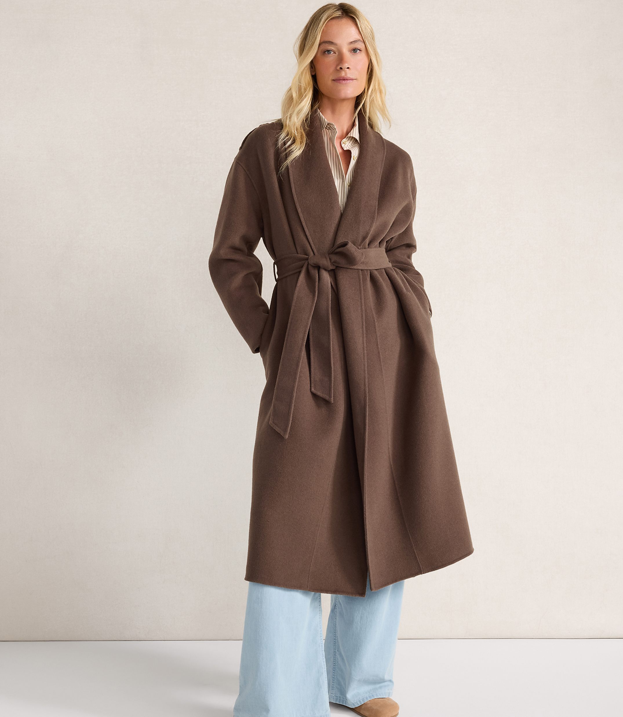 Haven Well Within Wool Blend Midi Coat with Removable Scarf