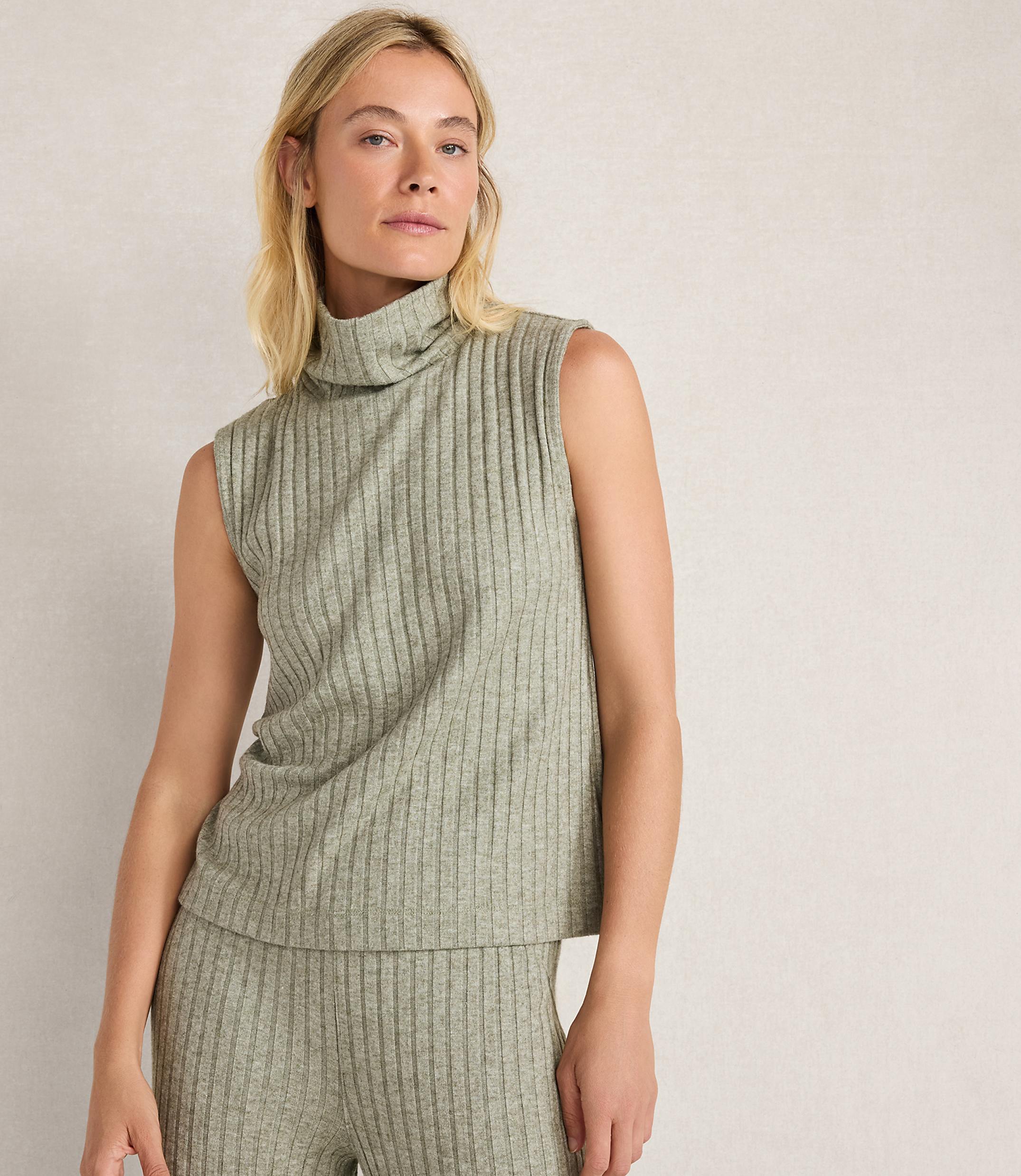 Haven Well Within Wide Rib Sleeveless Cowl Neck Top