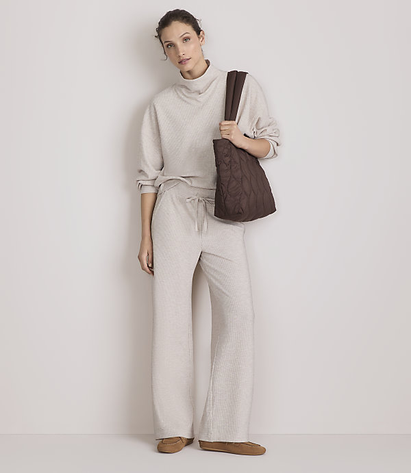 Lou & Grey Heathered Upstate Waffle Wide Leg Pants