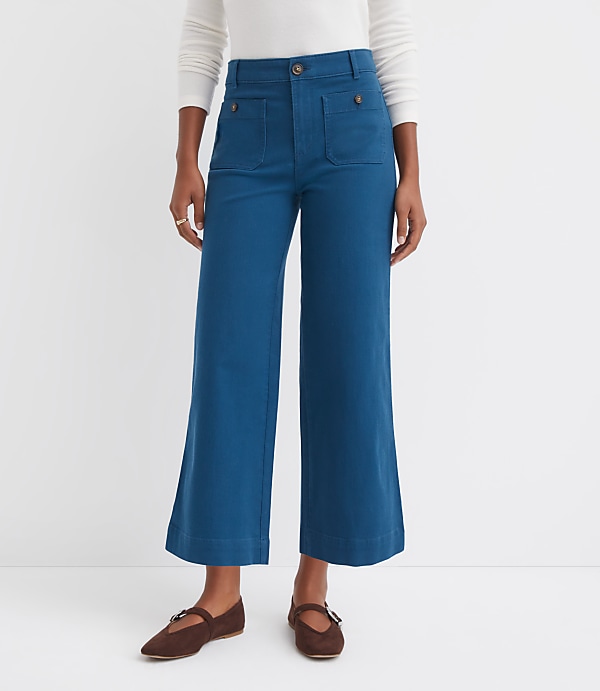 Palmer Wide Leg Crop Pants in Twill