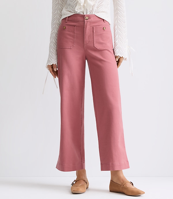 Palmer Wide Leg Crop Pants in Twill