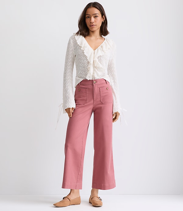 Palmer Wide Leg Crop Pants in Twill