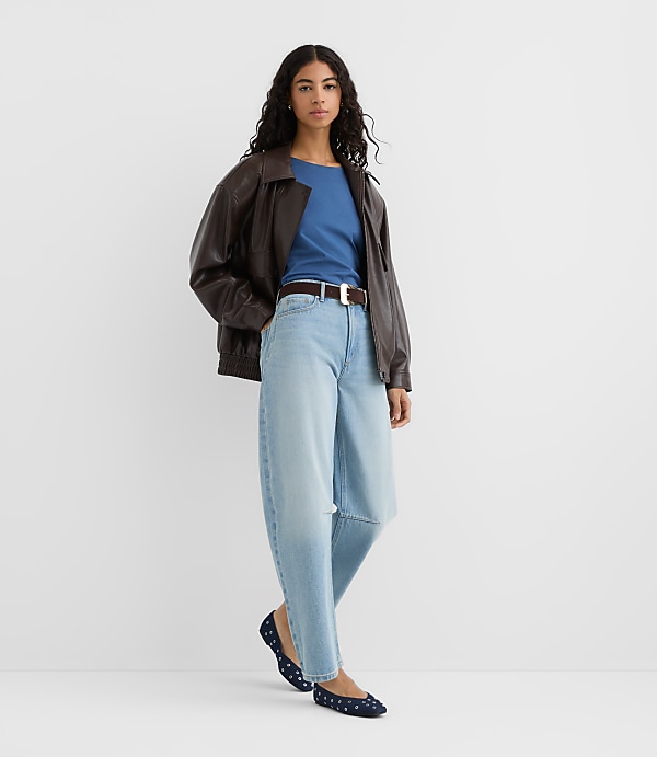 Rivete High Rise Barrel Jeans in Light Wash