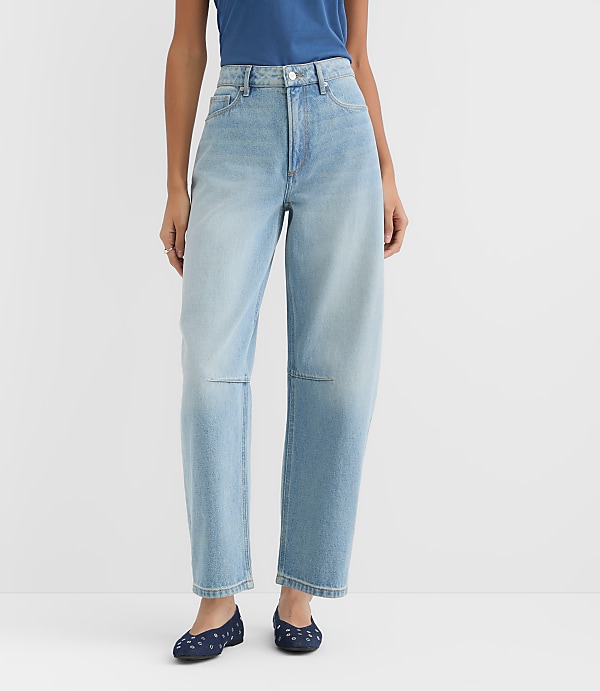 Rivete High Rise Barrel Jeans in Light Wash
