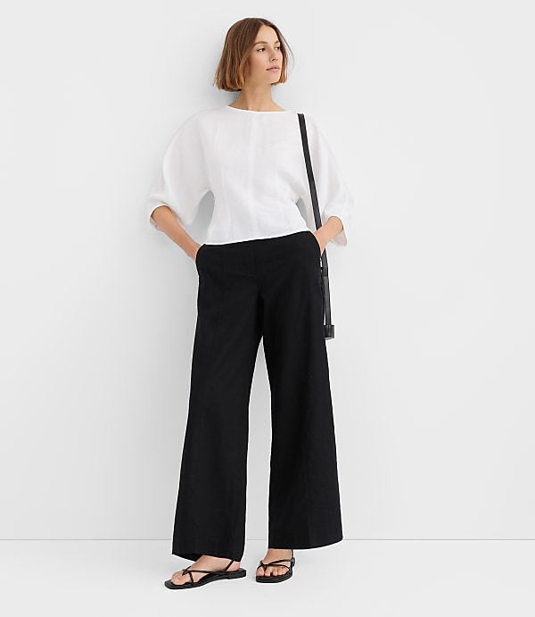 Seamed Linen Blend Blouse