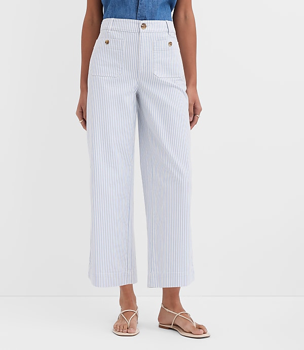 Palmer Wide Leg Crop Pants in Stripe