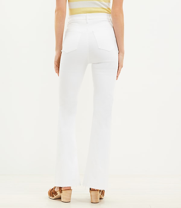 Button Front Fresh Cut High Rise Slim Flare Jeans in White