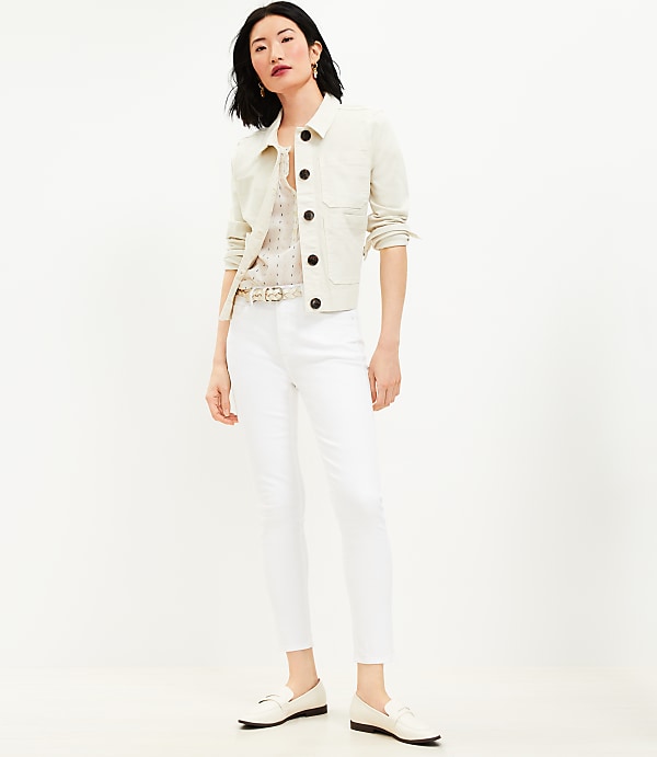 Mid Rise Skinny Jeans in White
