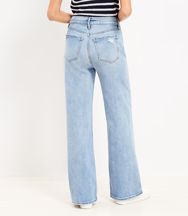 High Rise Wide Leg Jeans in Light Wash Indigo