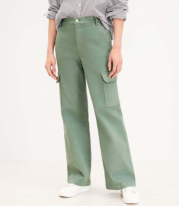Curvy High Rise Wide Leg Utility Jeans in Mountain Rosemary