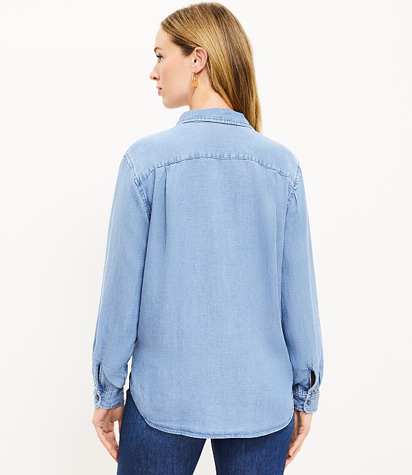 Petite Chambray Everyday Relaxed Pocket Shirt