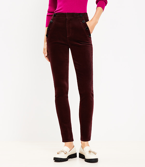 Petite Mariner Skinny Pants in Velvet
