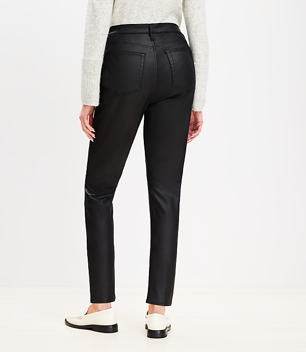Curvy Coated High Rise Skinny Jeans in Black