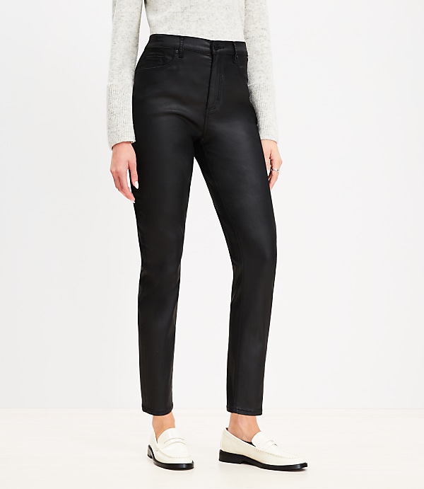 Curvy Coated High Rise Skinny Jeans in Black