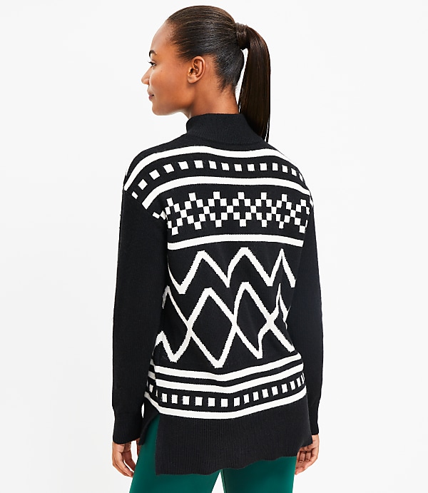 Lou & Grey Fair Isle Half Zip Tunic Sweater