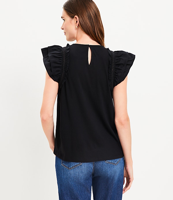 Petite Tiered Ruffle Mixed Media Top