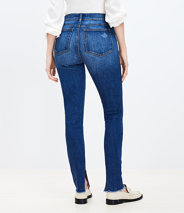 Petite Curvy Ankle Slit Fresh Cut High Rise Skinny Jeans in Dark Vintage Wash