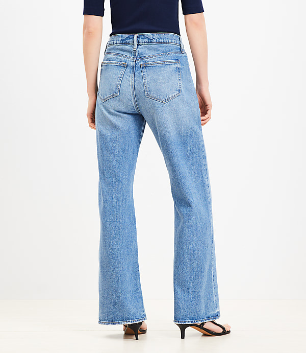 Petite High Rise Wide Leg Jeans in Bright Mid Indigo Wash