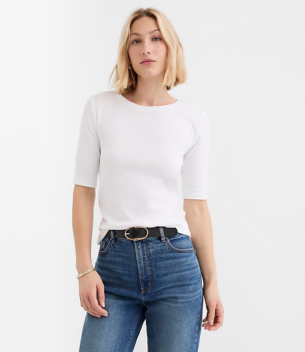 Perfect Ribbed Elbow Sleeve Tee