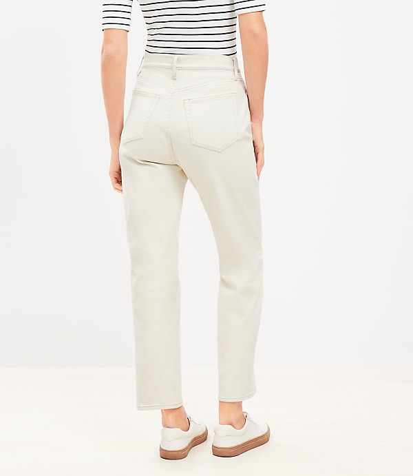 Pintucked High Rise Straight Jeans in Popcorn
