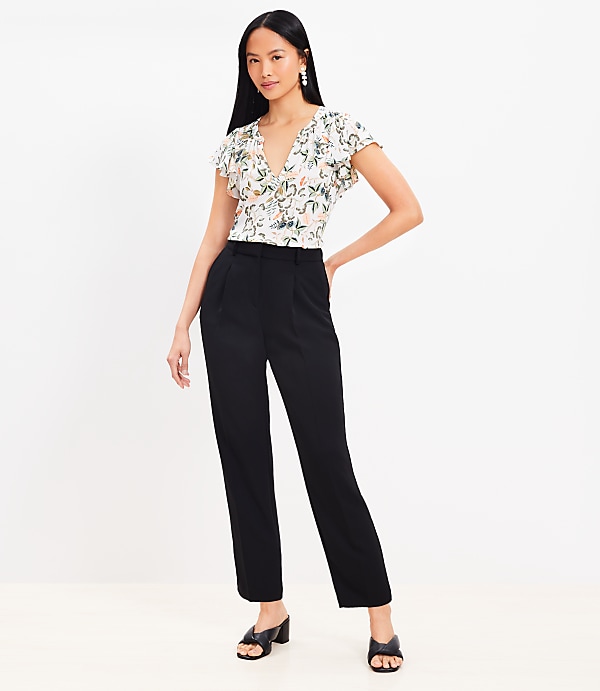 Pleated Tapered Pants in Crepe