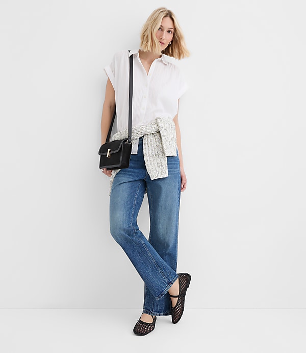 Petite Crinkle Dolman Shirt