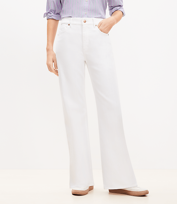 High Rise Wide Leg Jeans in White