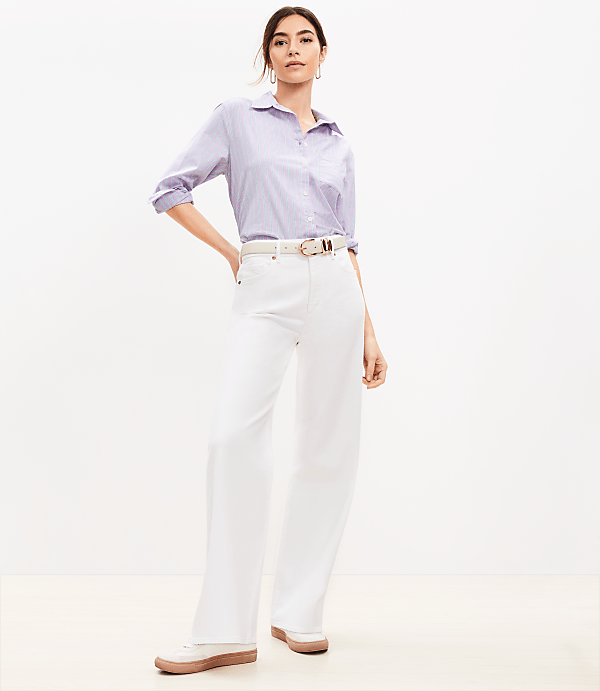 High Rise Wide Leg Jeans in White
