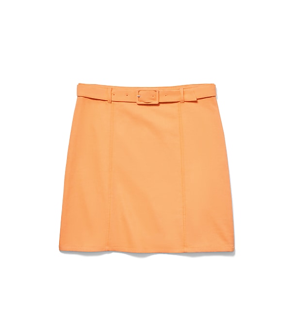 Belted Cotton Linen Skirt