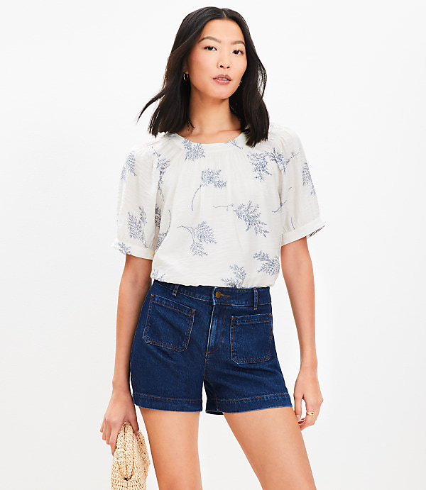 Petite Palmer Denim Shorts in Bright Medium Stone Wash