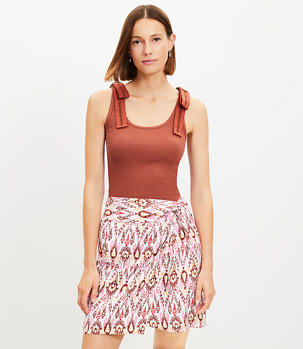 Ikat Linen Blend Twist Sarong Mini Skirt