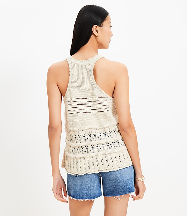 Textured Pointelle Swingy Sweater Tank Top