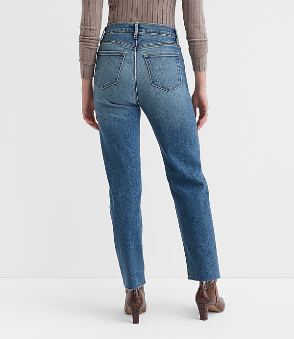 Petite Fresh Cut High Rise Straight Jeans in Authentic Vintage Mid Wash