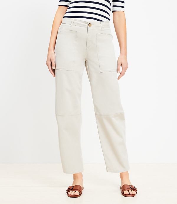 Petite Utility Barrel Pants in Twill