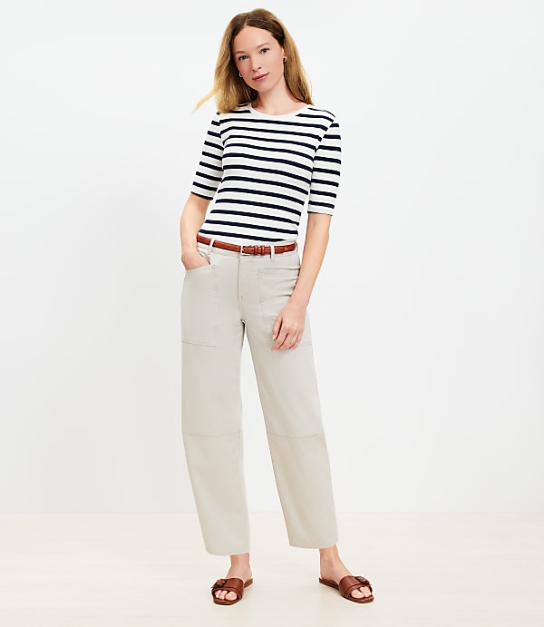Petite Utility Barrel Pants in Twill