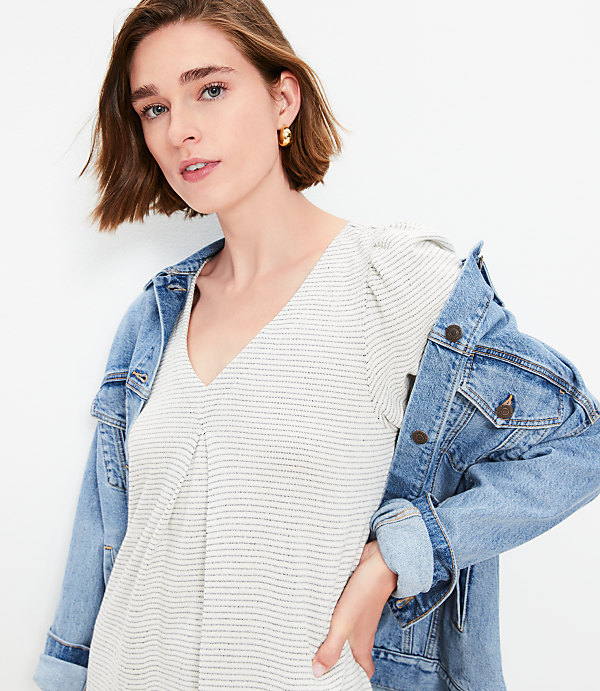 Stripe Textured Pleated Mini Dress