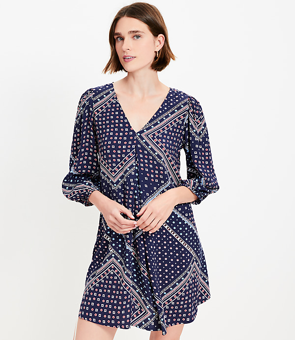 Bandana Print Pleated Mini Pocket Dress
