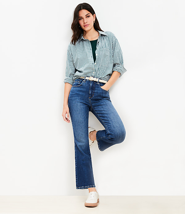 Petite High Rise Kick Crop Jeans in Authentic Vintage Mid Wash