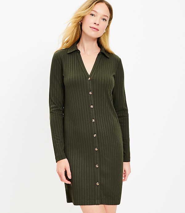 Ribbed Mini Shirtdress