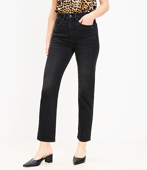 Petite High Rise Slim Jeans in Washed Black