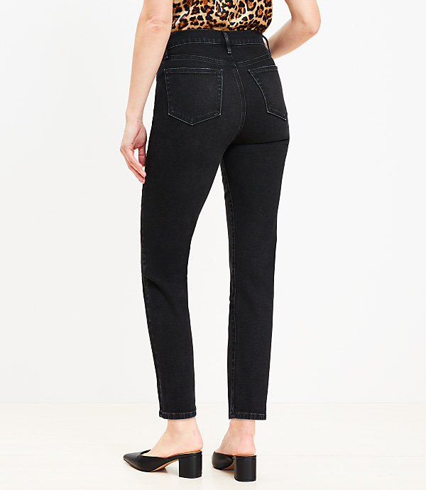 Petite High Rise Slim Jeans in Washed Black